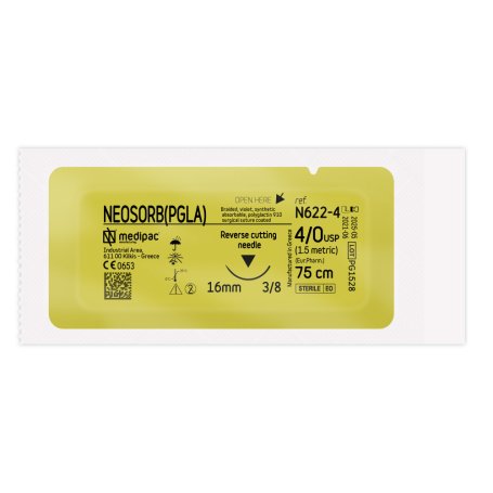 NEOSORB 4/0, голка 16 мм, 3/8, зворотно-ріжуча, 75 см