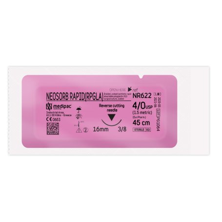 NEOSORB RAPID 4/0, голка 16 мм, 3/8, зворотно-ріжуча, 45 см