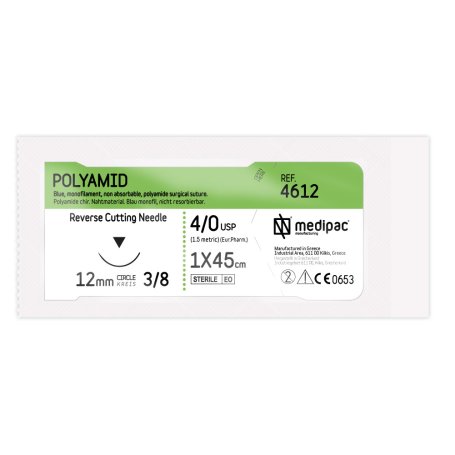 POLYAMID 4/0, голка 12 мм, 3/8, зворотно-ріжуча, 45 см