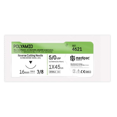 POLYAMID 5/0, голка 16 мм, 3/8, зворотно-ріжуча, 45 см
