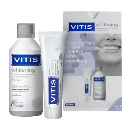 VITIS WHITENING НАБІР: ополіскувач 500 мл, зубна паста 100 мл